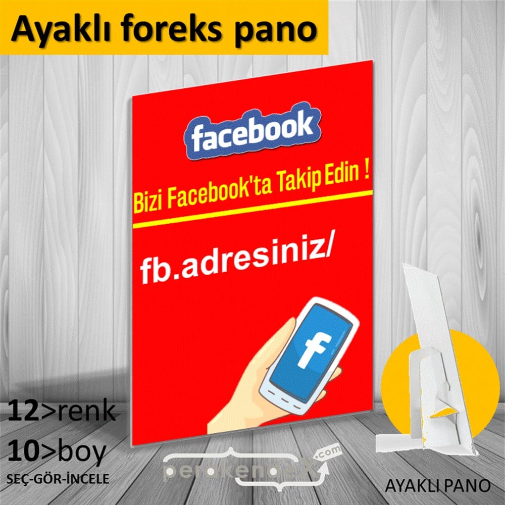 Bizi Facebook'Da Takip Edin ! KARTON AYAKLI POSTER,  PANO -dikdörtgen,tek yön baskı