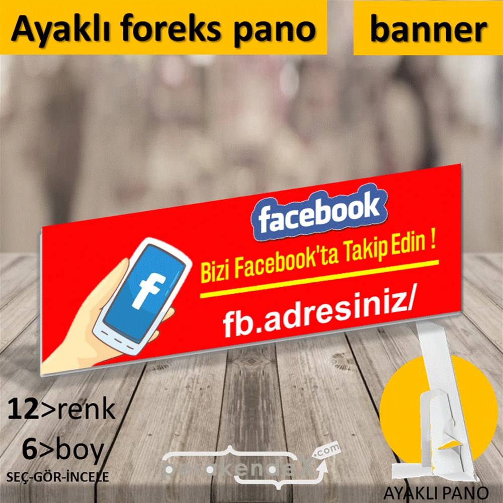 Bizi Facebook'Da Takip Edin ! KARTON AYAKLI POSTER,  PANO (BANNER) -dikdörtgen,tek yön baskı
