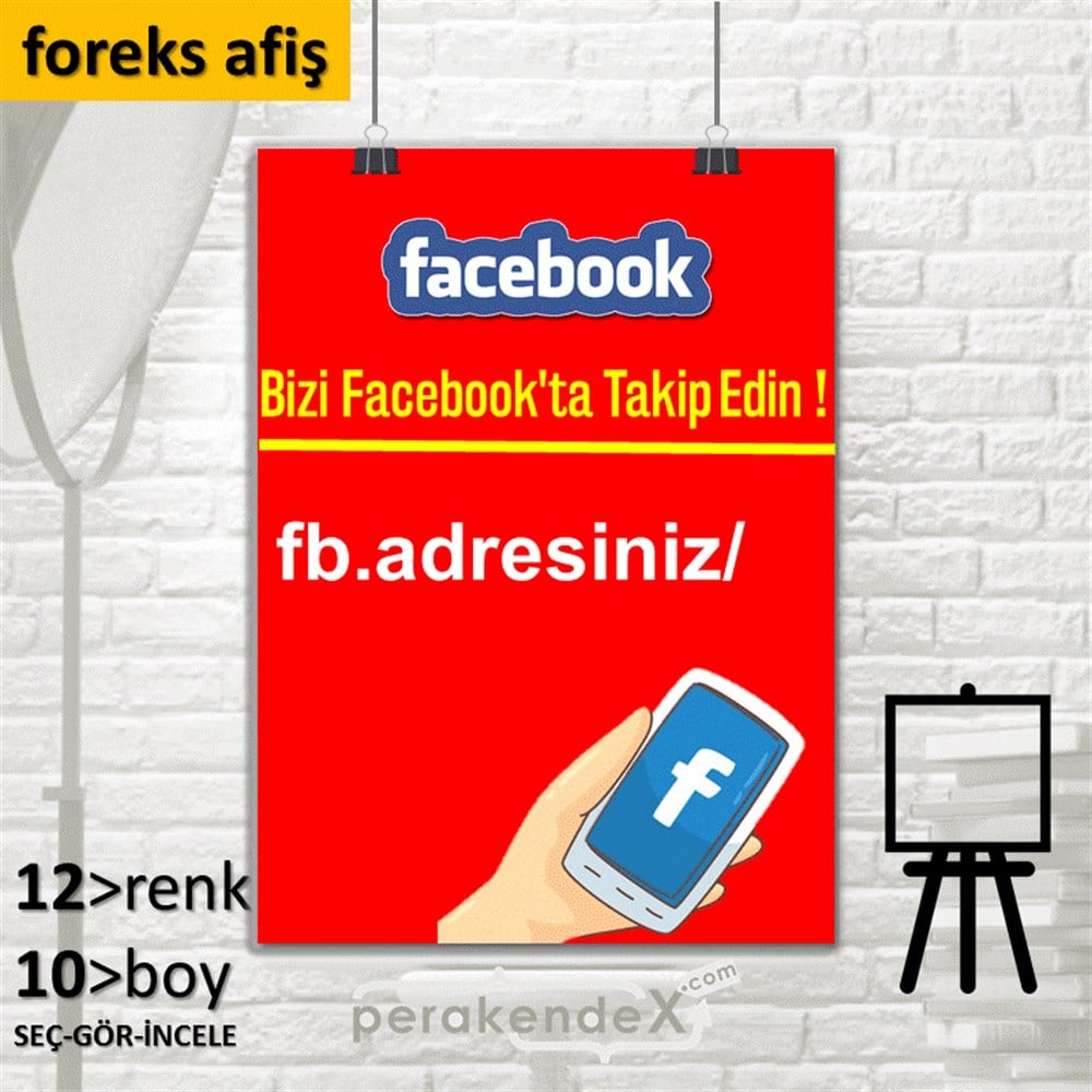 Bizi Facebook'Da Takip Edin ! SERT PLASTİK POSTER,  AFİŞ -dikdörtgen,tek yön baskı