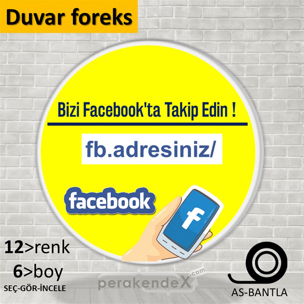 Bizi Facebook'Da Takip Edin ! SERT PLASTİK POSTER,  AFİŞ -oval,tek yön baskı