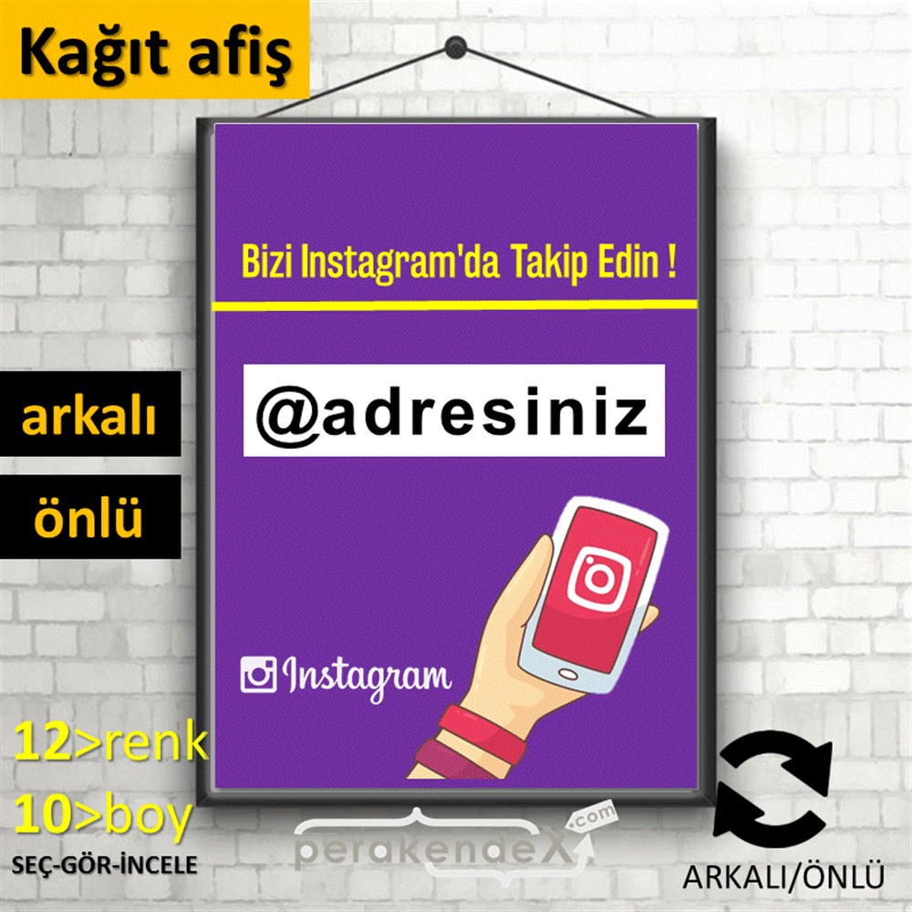 Bizi Instagram'Da Takip Edin ! KAĞIT POSTER,  AFİŞ -dikdörtgen,çift yön baskı
