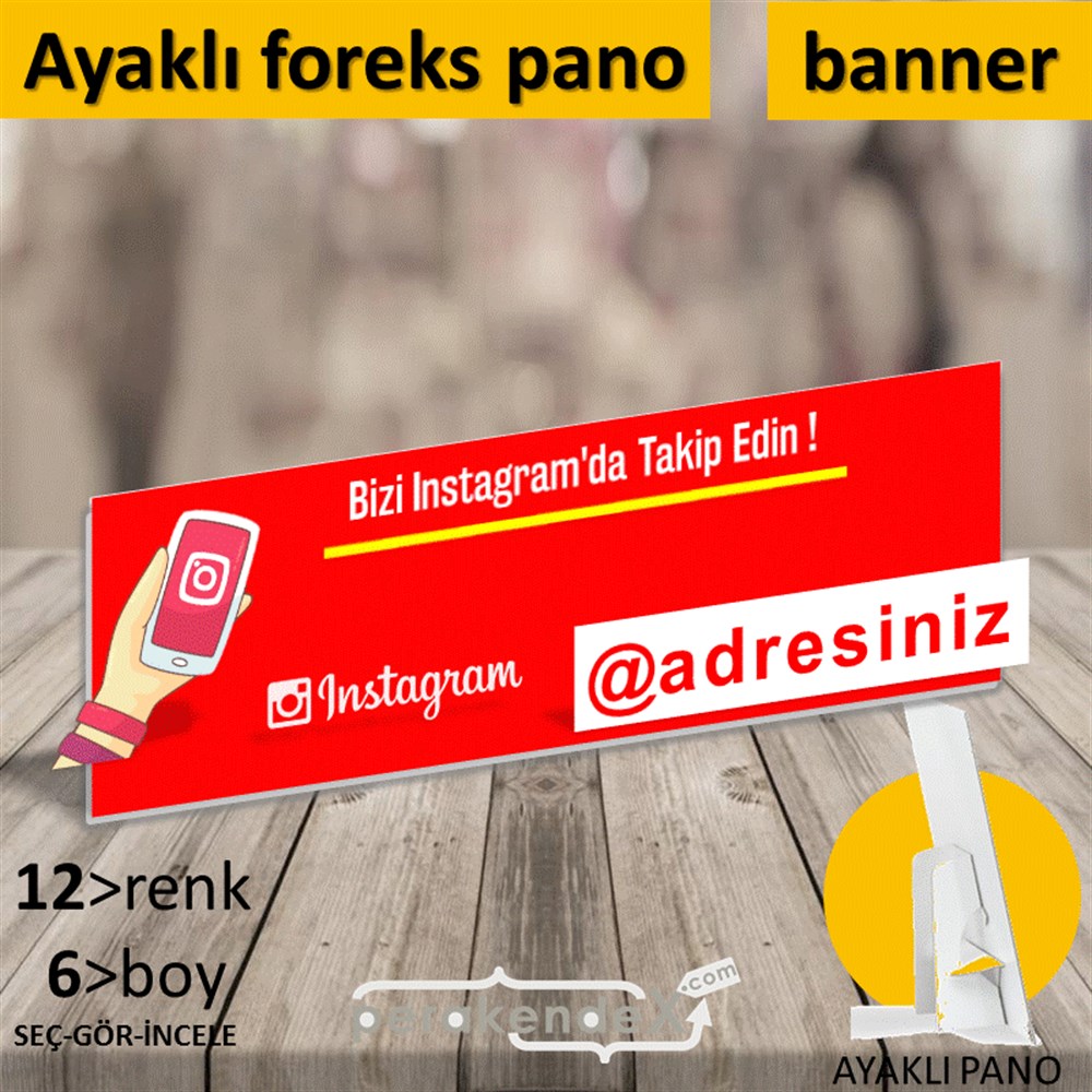 Bizi Instagram'Da Takip Edin ! KARTON AYAKLI POSTER,  PANO (BANNER) -dikdörtgen,tek yön baskı