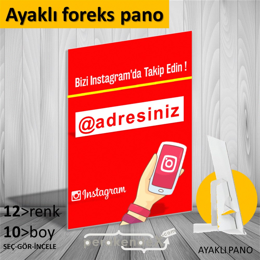 Bizi Instagram'Da Takip Edin ! KARTON AYAKLI POSTER,  PANO -dikdörtgen,tek yön baskı