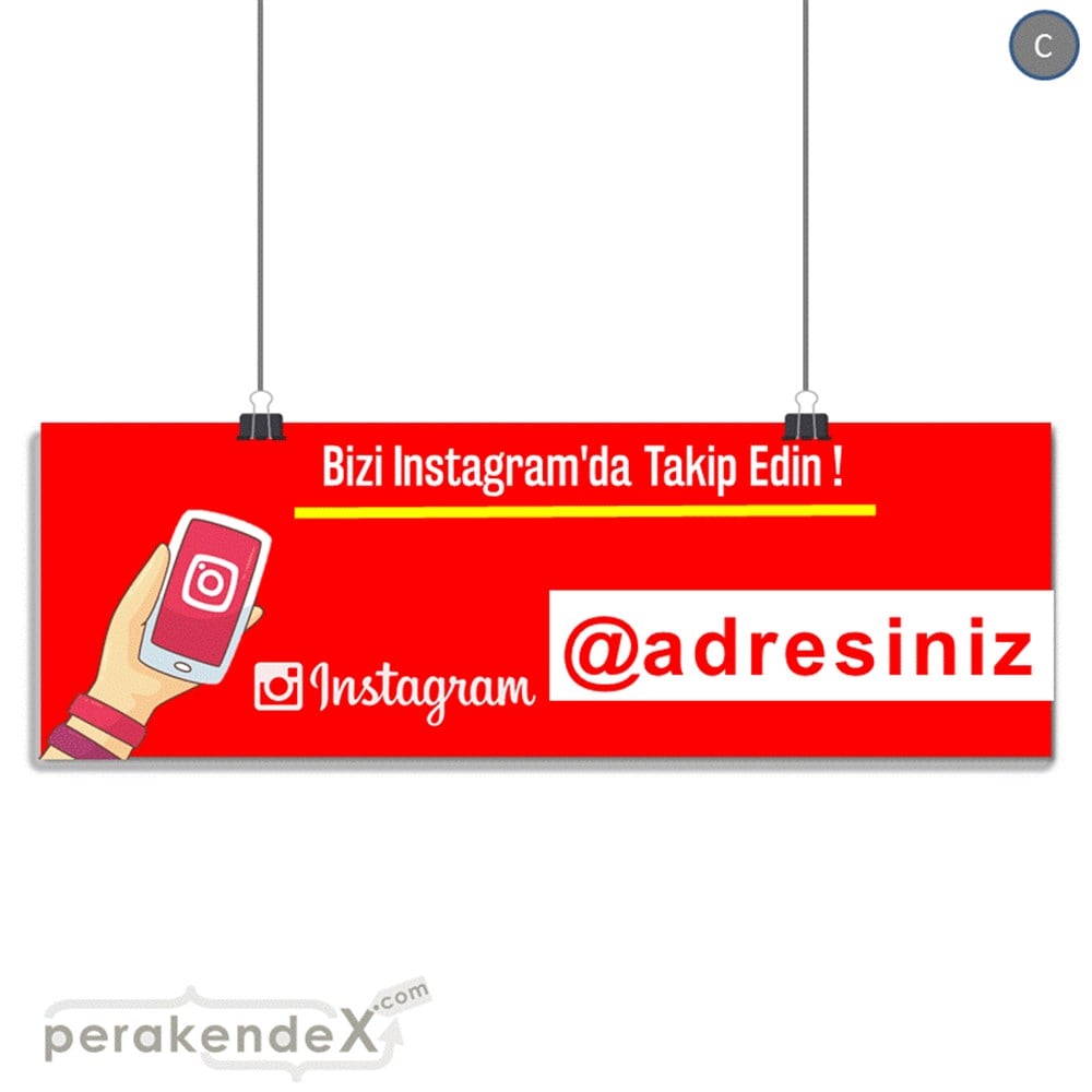 Bizi Instagram'Da Takip Edin ! SERT PLASTİK POSTER,  AFİŞ (BANNER) -dikdörtgen,tek yön baskı