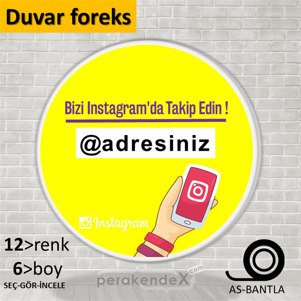 Bizi Instagram'Da Takip Edin ! SERT PLASTİK POSTER,  AFİŞ -oval,tek yön baskı