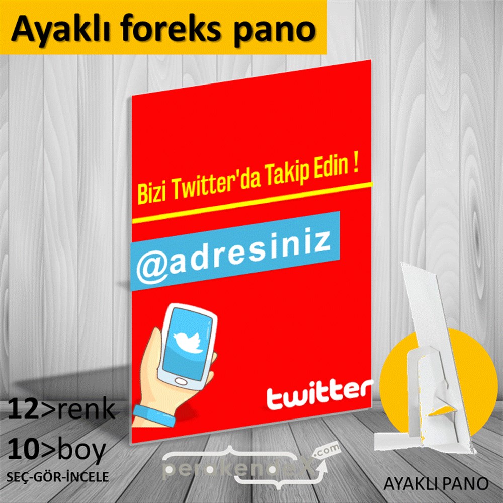 Bizi Twitter'Da Takip Edin ! KARTON AYAKLI POSTER,  PANO -dikdörtgen,tek yön baskı