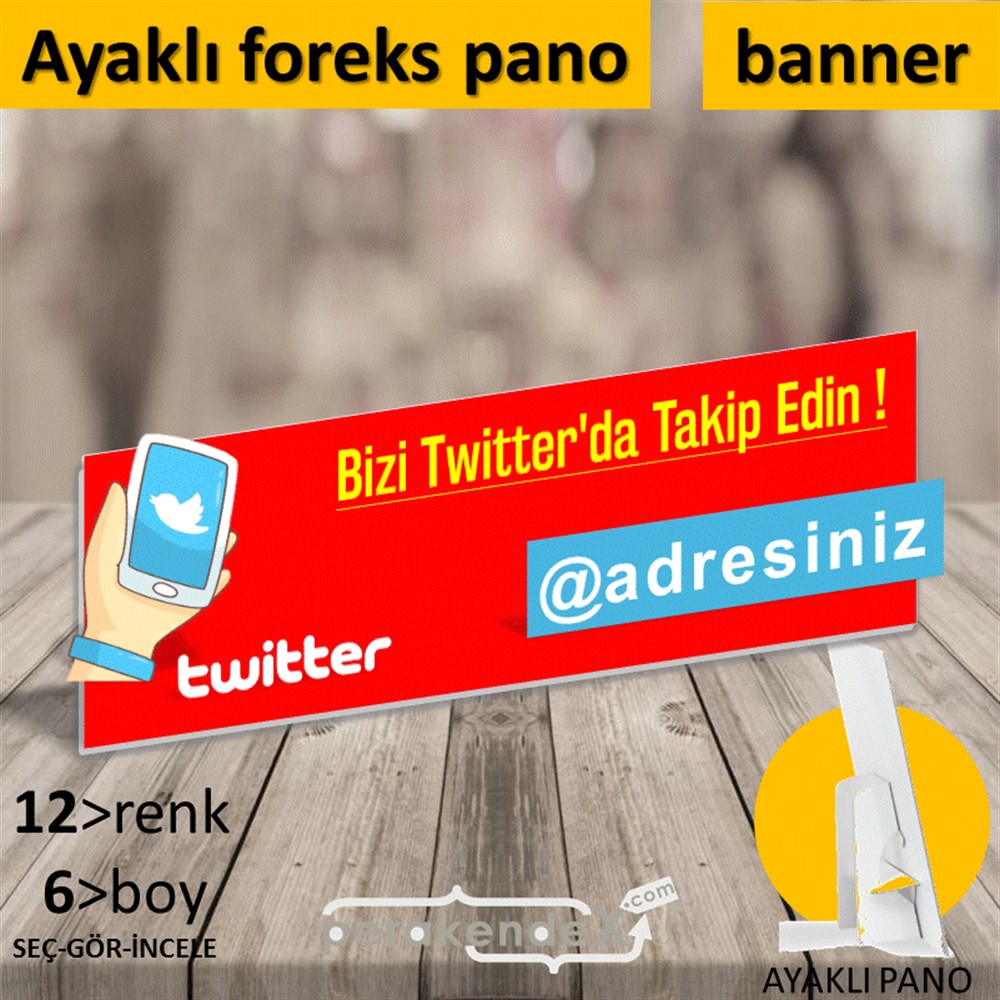 Bizi Twitter'Da Takip Edin ! KARTON AYAKLI POSTER,  PANO (BANNER) -dikdörtgen,tek yön baskı