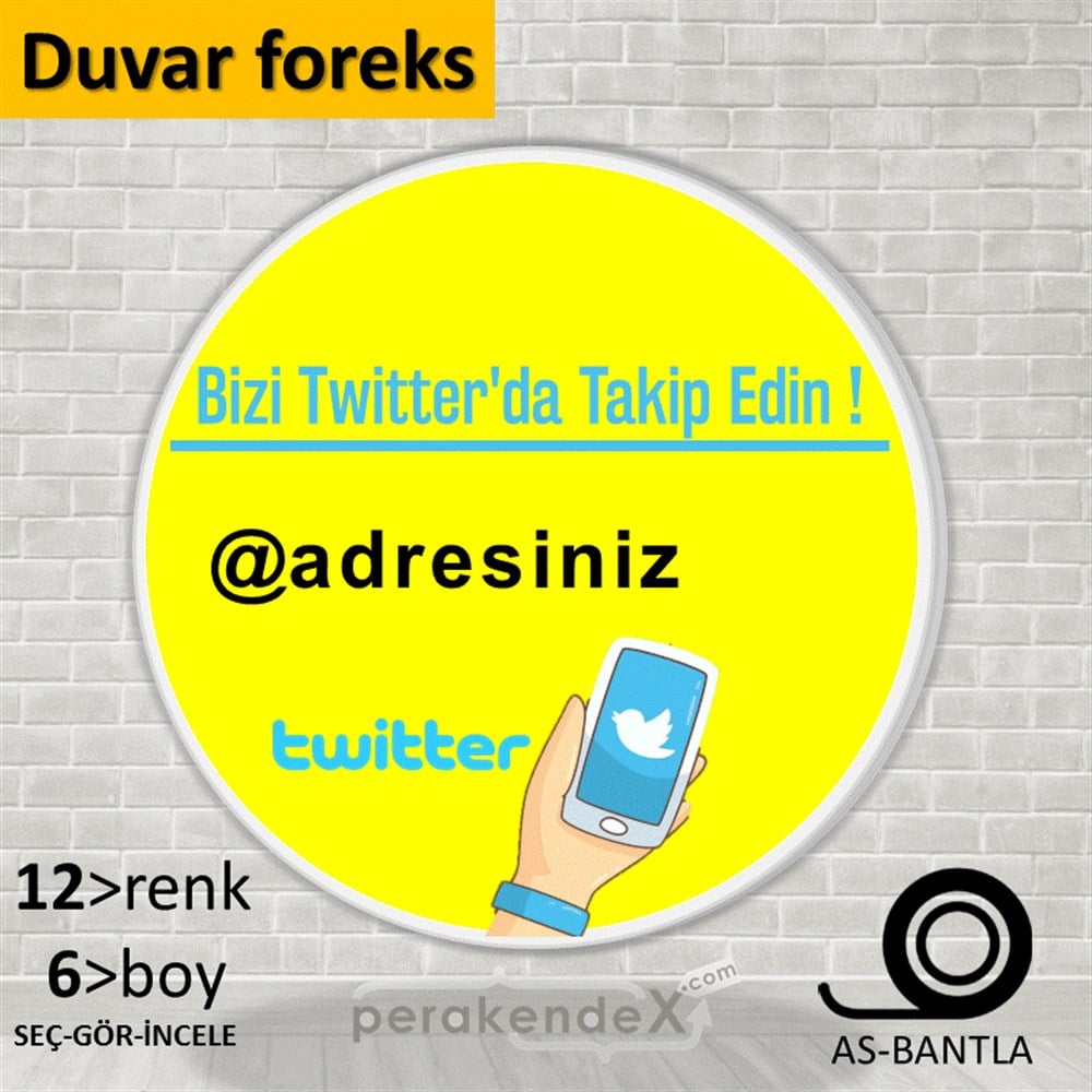 Bizi Twitter'Da Takip Edin ! SERT PLASTİK POSTER,  AFİŞ -oval,tek yön baskı