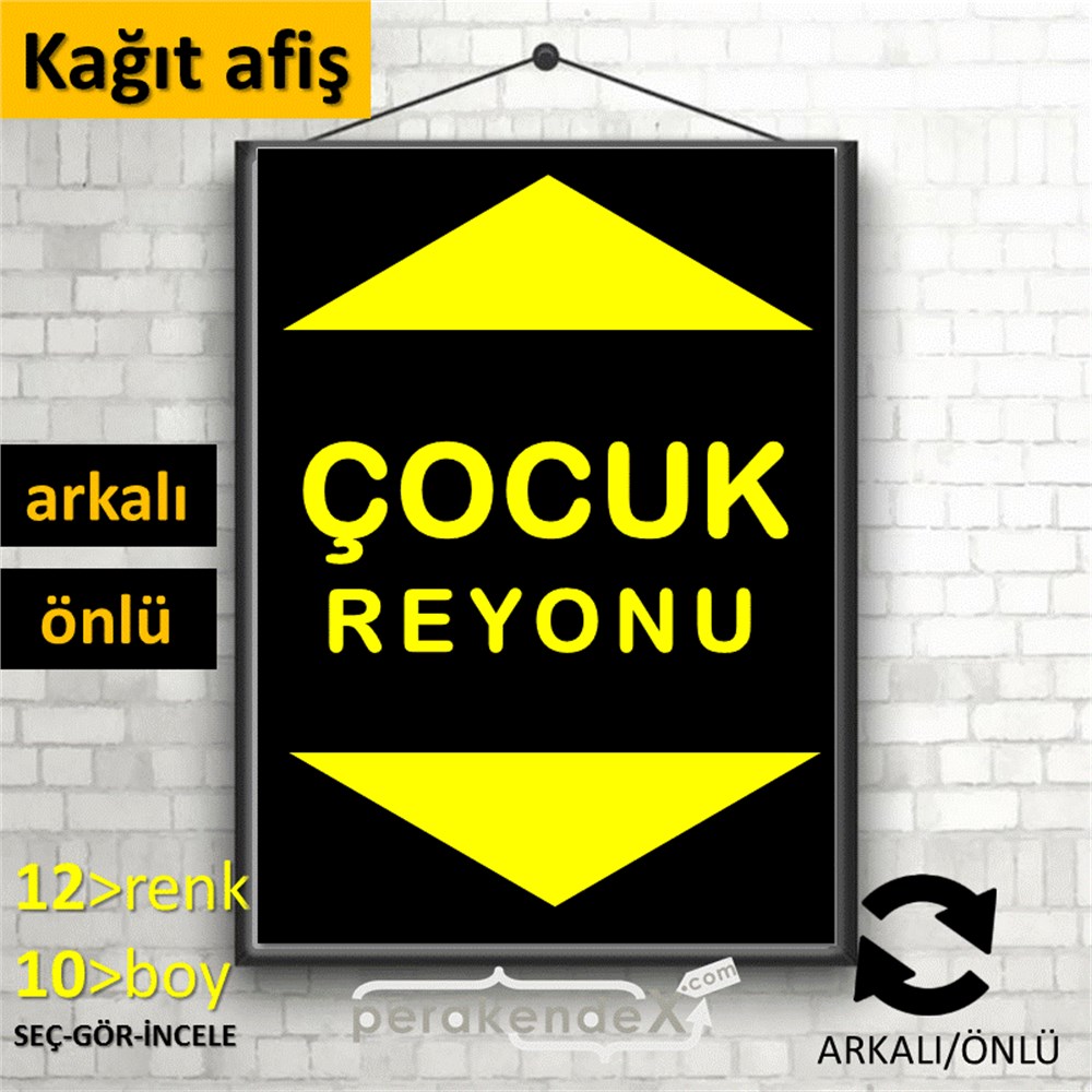 çocuk reyonu yönlendirme POSTERİ -dikdörtgen,çift yön baskı
