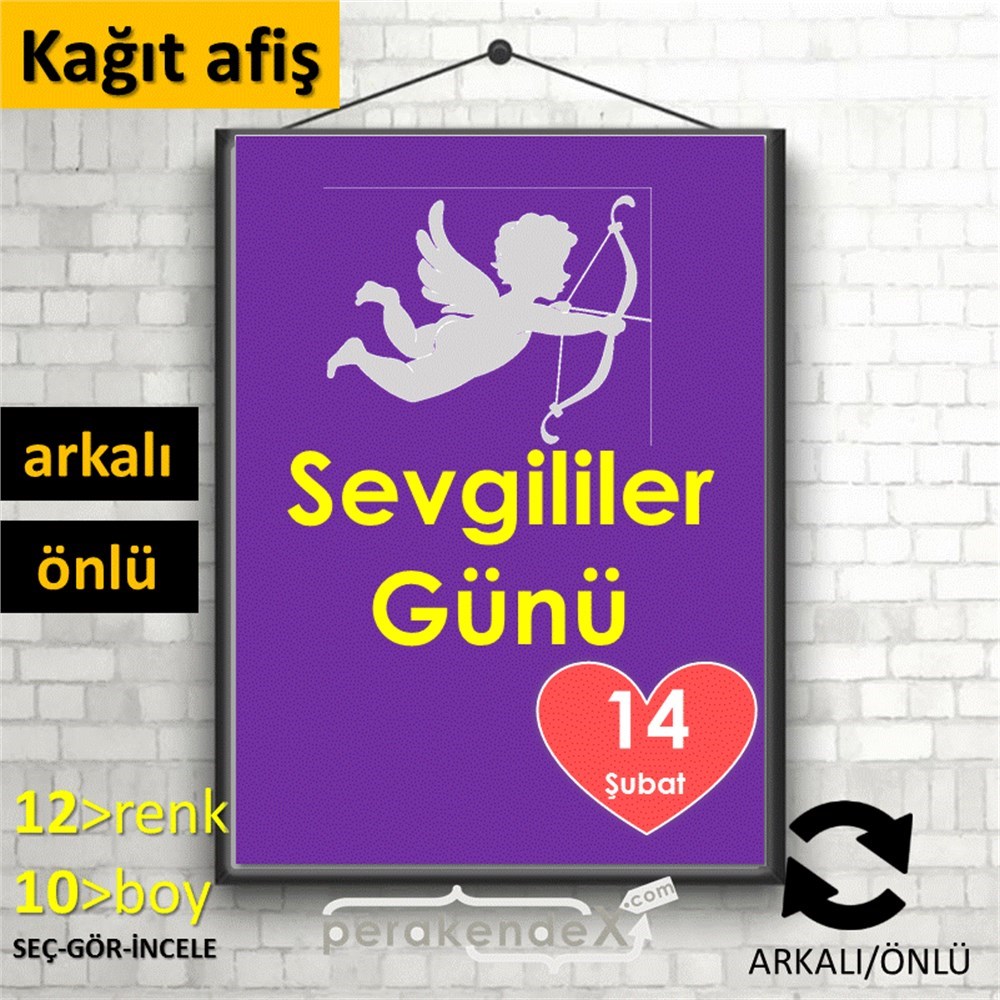 14 şubat sevgililer günü eros KAĞIT POSTER,  AFİŞ -dikdörtgen,çift yön baskı