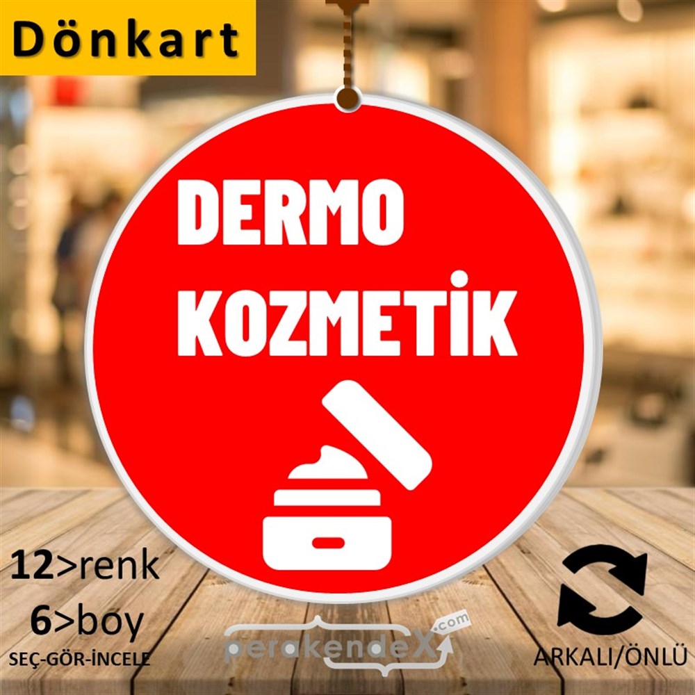 Dermo Kozmetik Yazısı DÖNKART -oval,çift yön baskıdön-kart