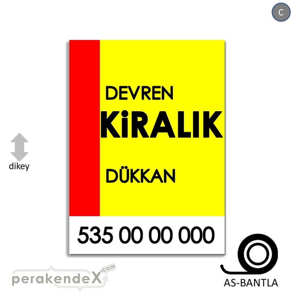 Devren Kiralık Yazısı 006 KAĞIT POSTER,  AFİŞ -dikdörtgen,tek yön baskıkağıt poster,  afiş