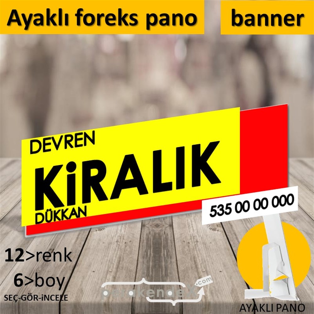 Devren Kiralık Yazısı 006 KARTON AYAKLI POSTER,  PANO (BANNER) -dikdörtgen,tek yön baskıkarton ayaklı poster,  pano