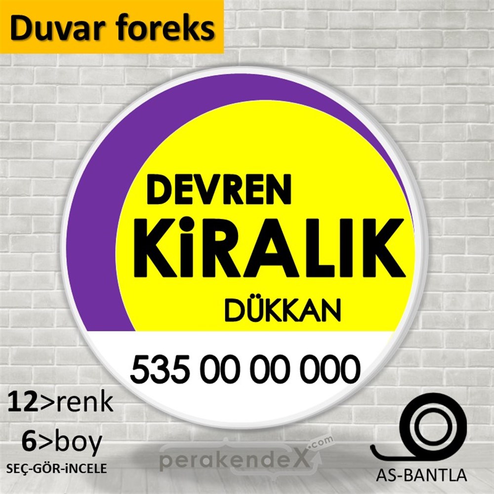 Devren Kiralık Yazısı 006 SERT PLASTİK POSTER,  AFİŞ -oval,tek yön baskısert plastik poster,  afiş