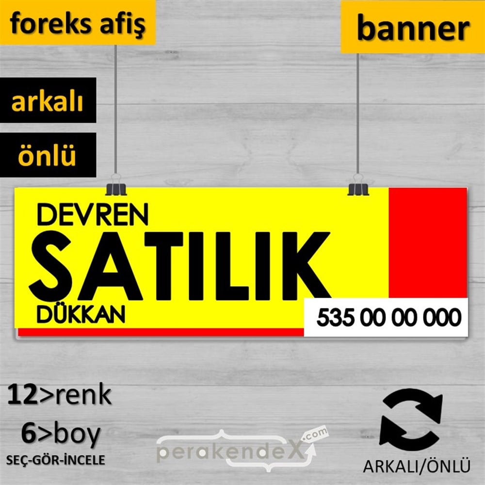 Devren Satılık Yazısı 006 SERT PLASTİK POSTER,  AFİŞ (BANNER) -dikdörtgen,çift yön baskısert plastik poster,  afiş