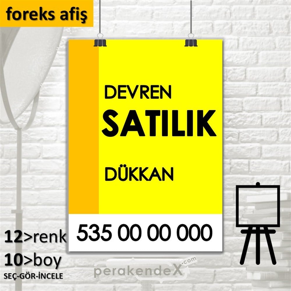 Devren Satılık Yazısı 006 SERT PLASTİK POSTER,  AFİŞ -dikdörtgen,tek yön baskısert plastik poster,  afiş