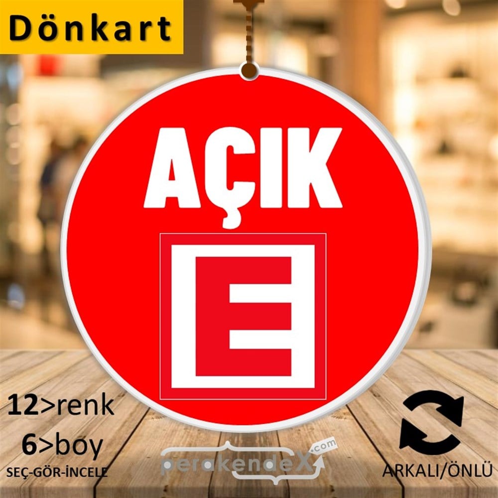 Eczane Açık Yazısı DÖNKART -oval,çift yön baskıdön-kart
