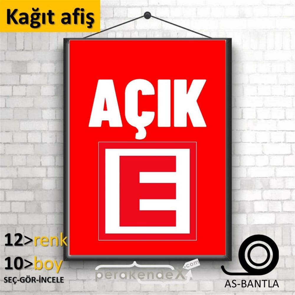 Eczane Açık Yazısı KAĞIT POSTER,  AFİŞ -dikdörtgen,tek yön baskıkağıt poster,  afiş