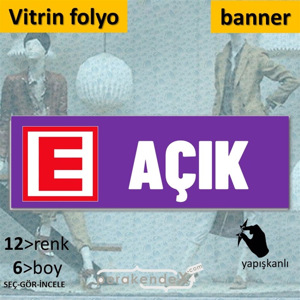 Eczane Açık Yazısı VİTRİN, CAM FOLYO,  VİNİL (BANNER) -dikdörtgen,tek yön baskıvitrin - cam folyo,  vinil