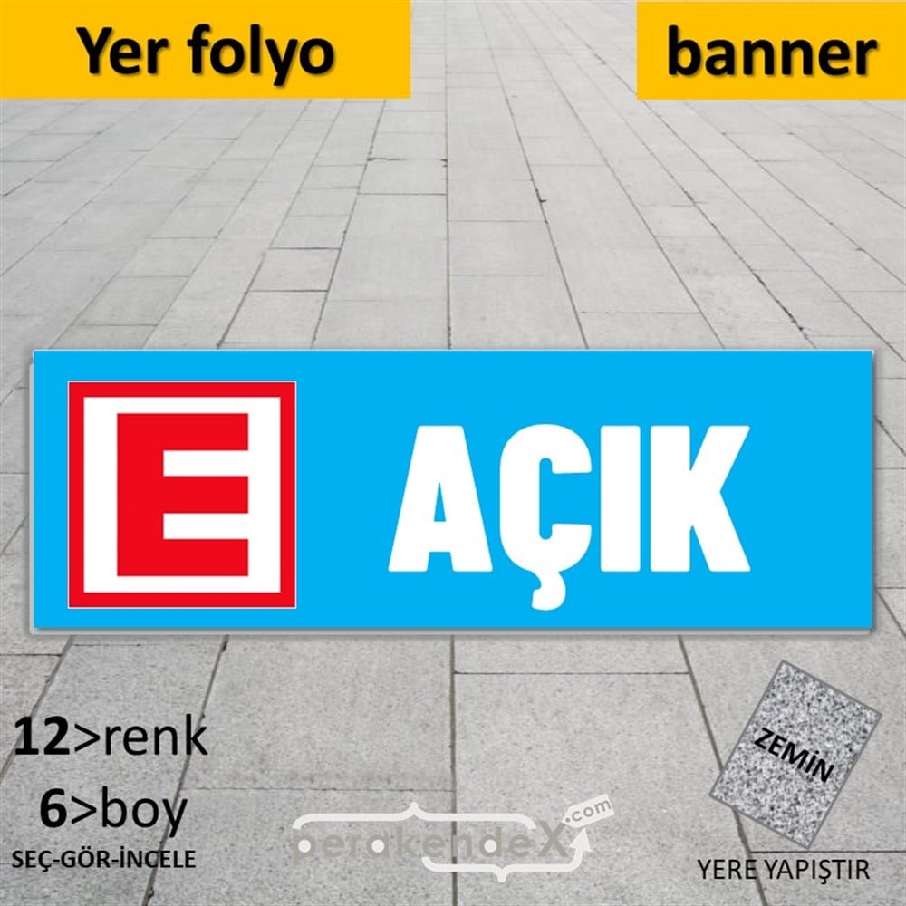 Eczane Açık Yazısı YER - ZEMİN FOLYO,  VİNİL (BANNER) -dikdörtgen,tek yön baskıyer - zemin folyo,  vinil