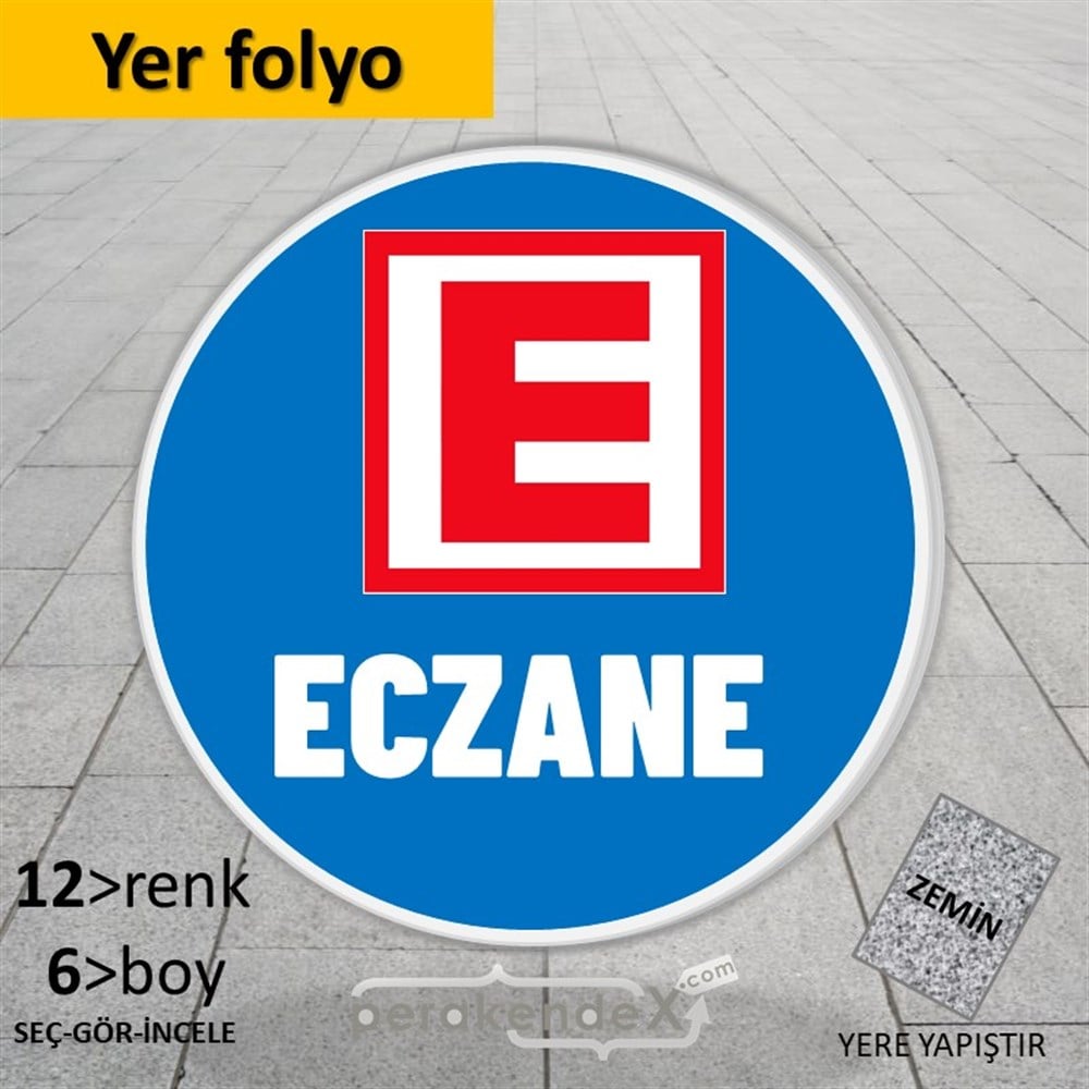 Eczane Yazısı YER - ZEMİN FOLYO,  VİNİL -oval,tek yön baskıyer - zemin folyo,  vinil