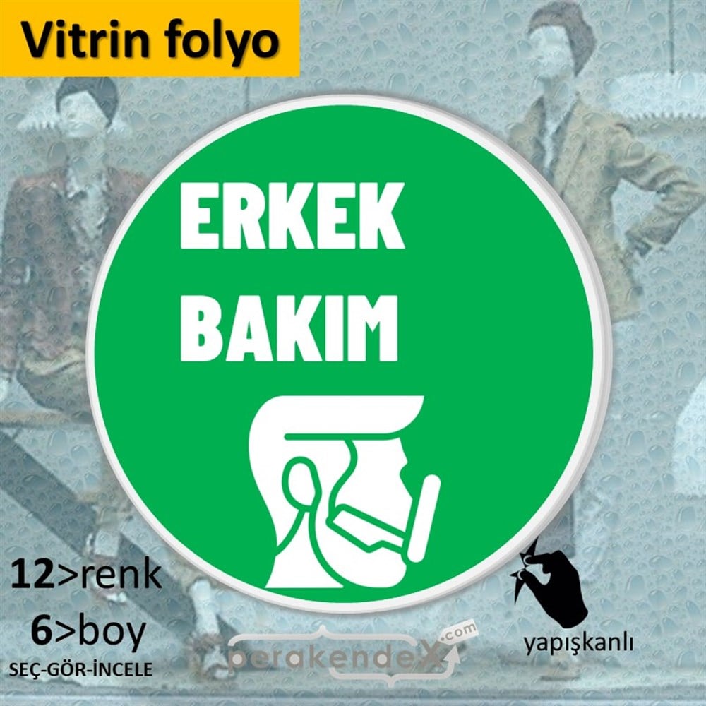 Erkek Bakım Ürün Çeşitleri VİTRİN - CAM FOLYO,  VİNİL -oval,tek yön baskıvitrin - cam folyo,  vinil