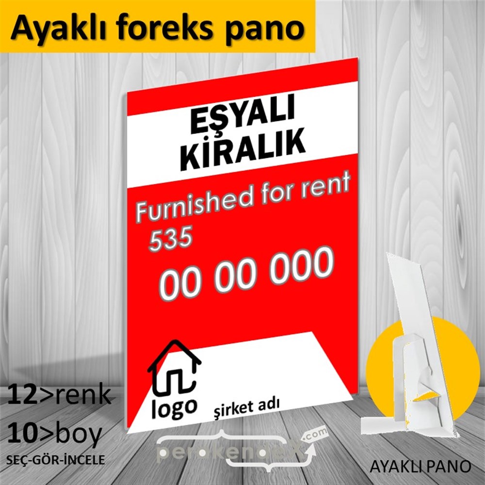 Eşyalı Kiralık Yazısı 004 KARTON AYAKLI POSTER,  PANO -dikdörtgen,tek yön baskıkarton ayaklı poster,  pano