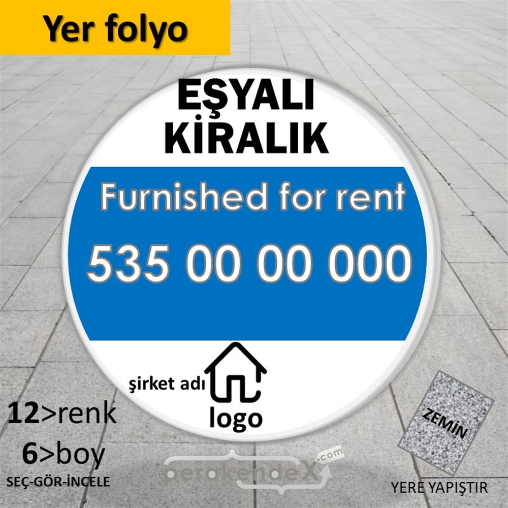 Eşyalı Kiralık Yazısı 004 YER - ZEMİN FOLYO,  VİNİL -oval,tek yön baskıyer - zemin folyo,  vinil