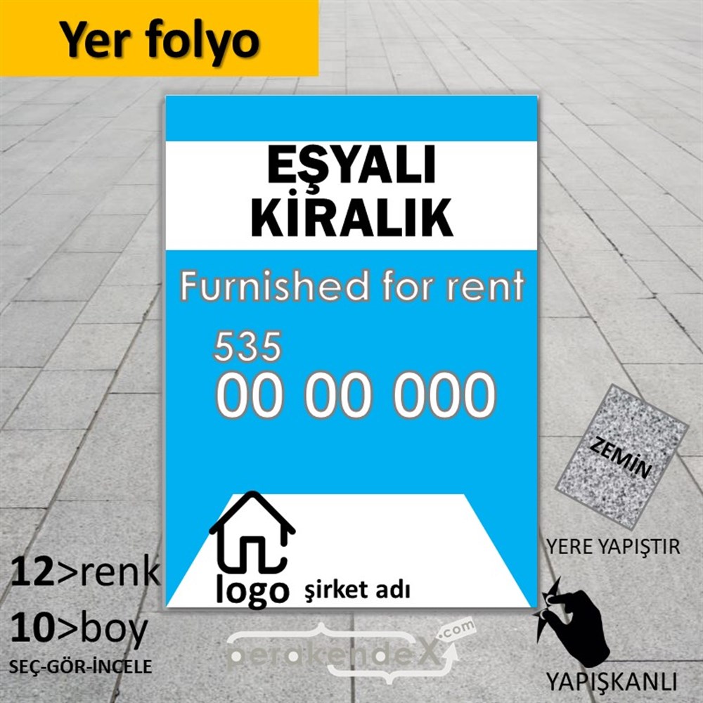 Eşyalı Kiralık Yazısı 004 YER - ZEMİN FOLYO,  VİNİL -dikdörtgen,tek yön baskıyer - zemin folyo,  vinil