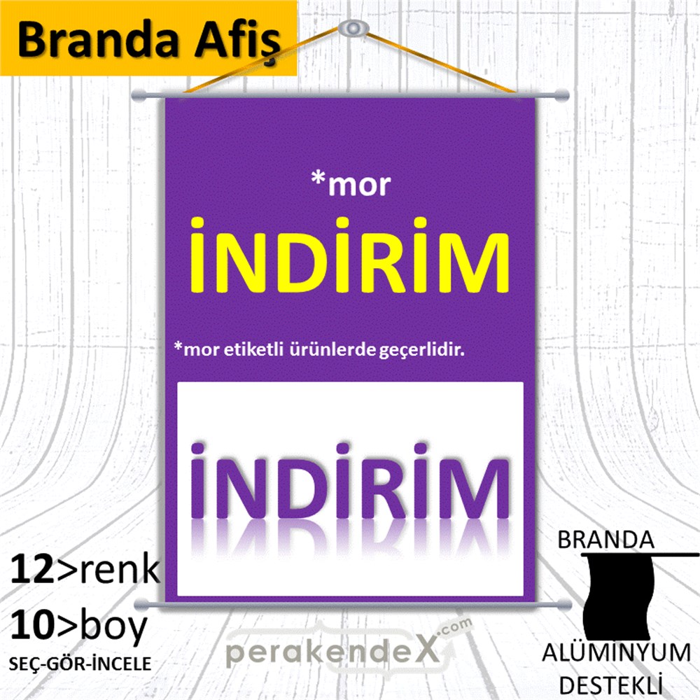 etiket rengine göre indirim BRANDA AFİŞİ -dikdörtgen,tek yön baskı