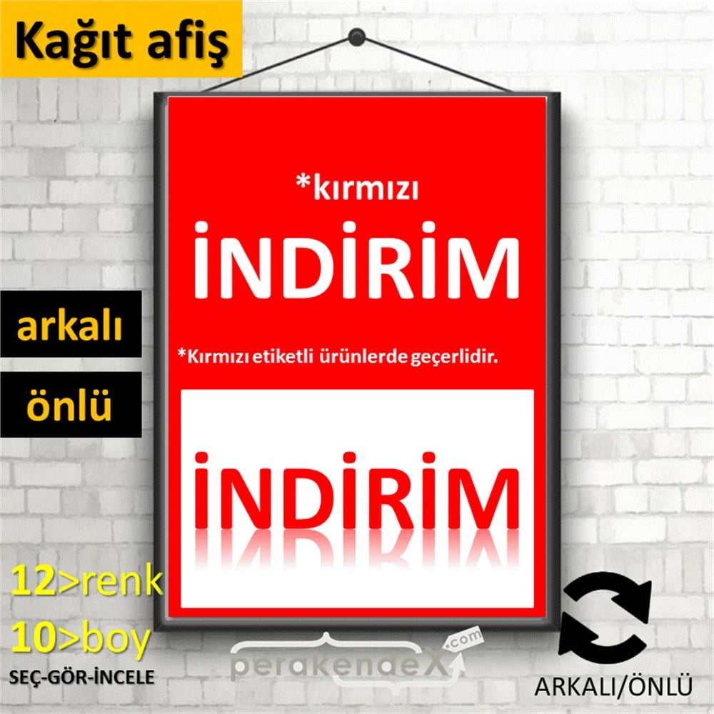 etiket rengine göre indirim POSTERİ -dikdörtgen,çift yön baskı