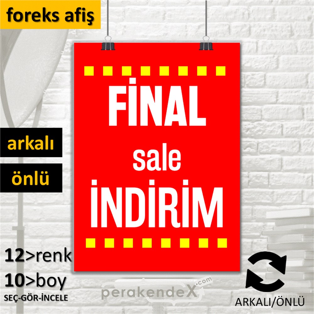 final sale indirim SERT PLASTİK POSTER -dikdörtgen,çift yön baskı
