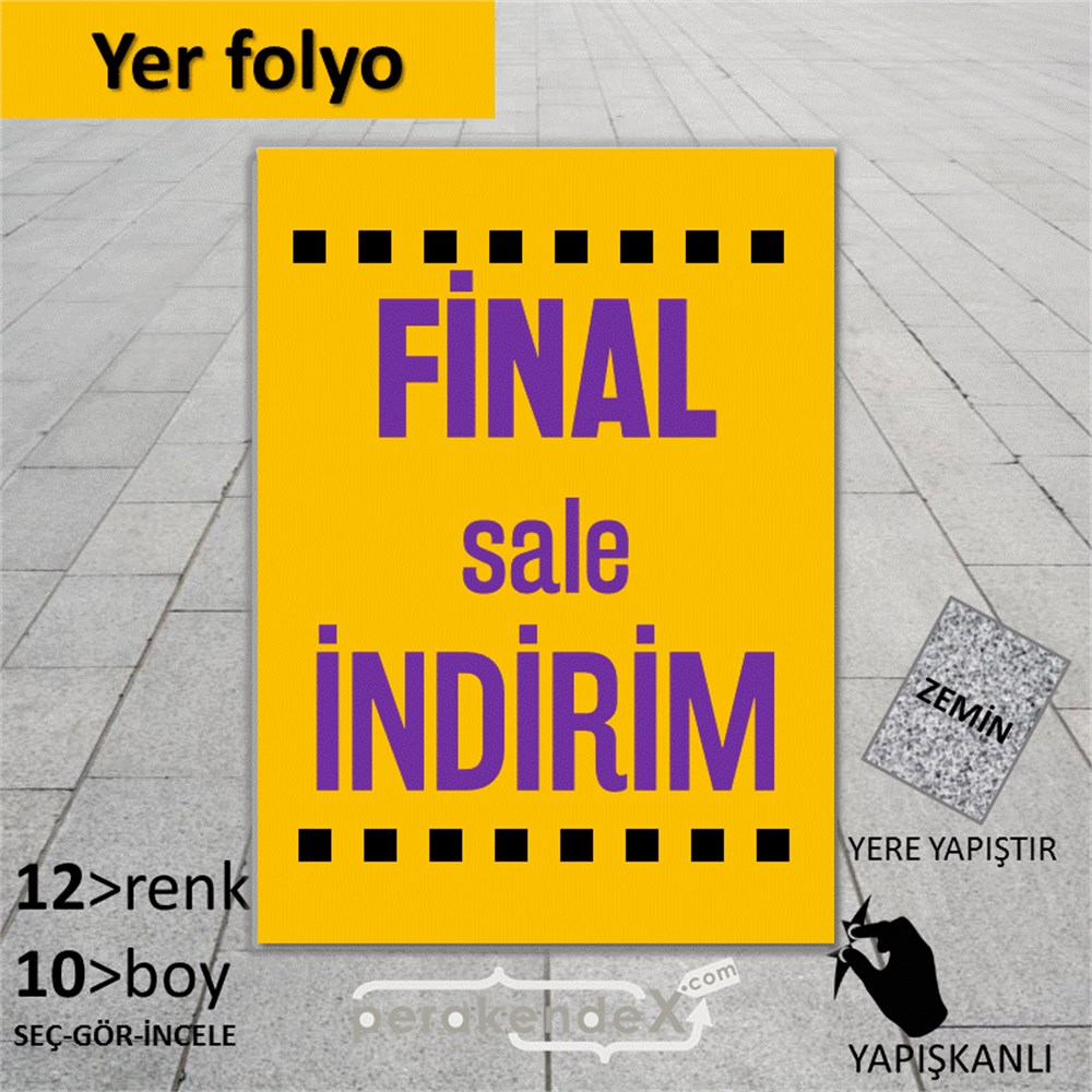 final sale indirim YER ZEMİNE YAPIŞIR -dikdörtgen,tek yön baskı