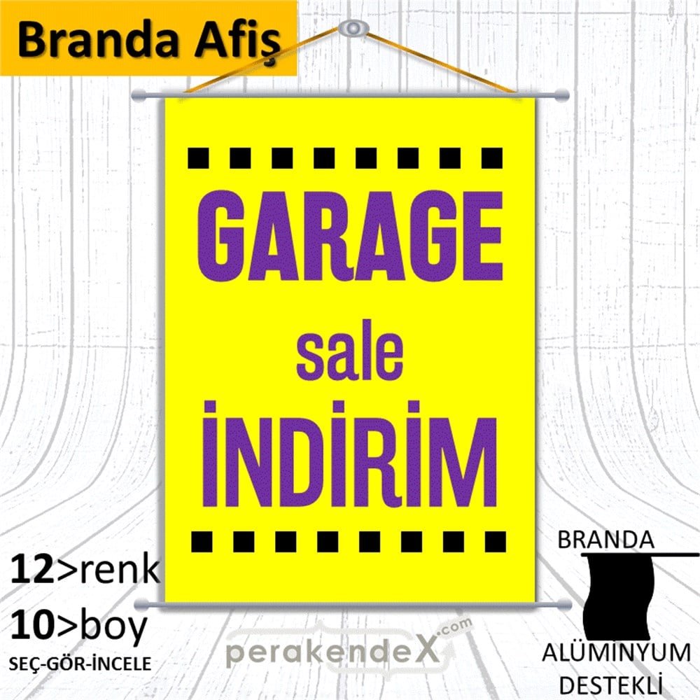 garage sale indirim BRANDA AFİŞİ -dikdörtgen,tek yön baskı