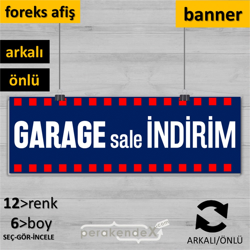 garage sale indirim SERT PLASTİK BANNER  -dikdörtgen,çift yön baskı