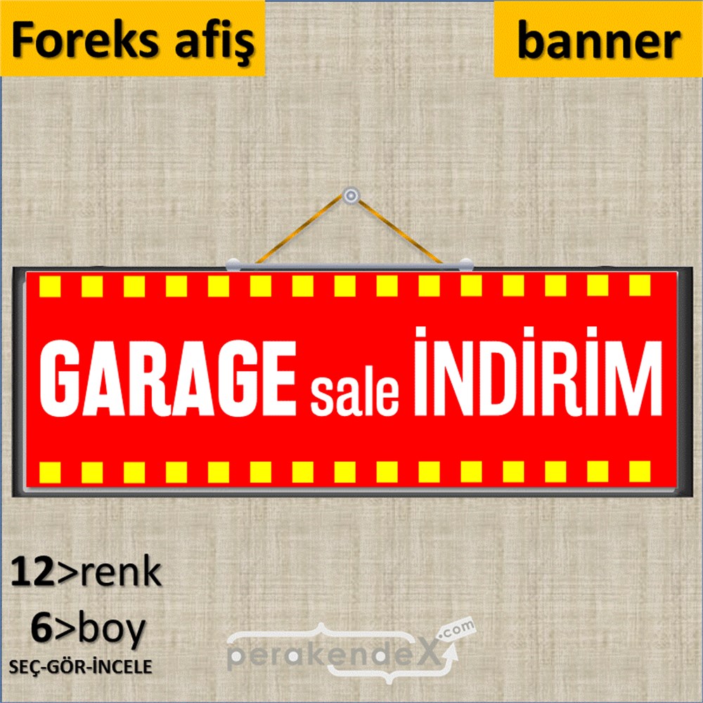 garage sale indirim SERT PLASTİK BANNER  -dikdörtgen,tek yön baskı