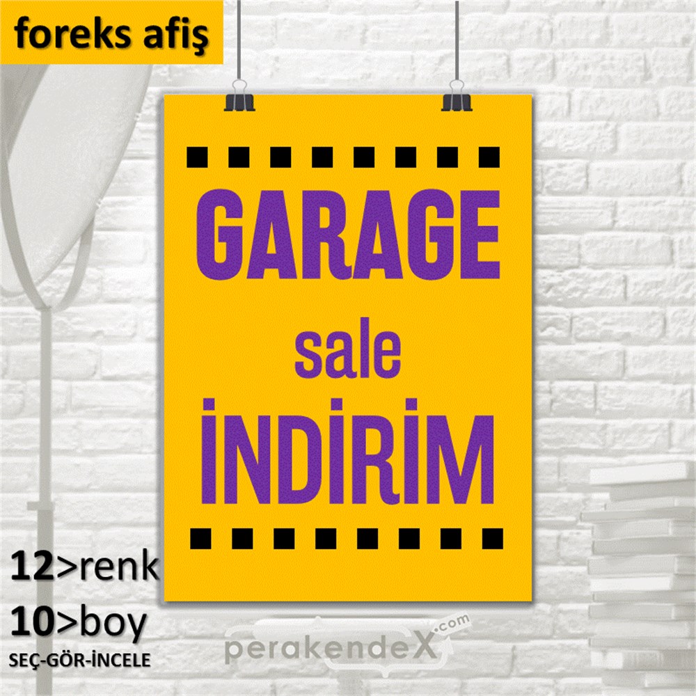garage sale indirim SERT PLASTİK POSTER -dikdörtgen,tek yön baskı