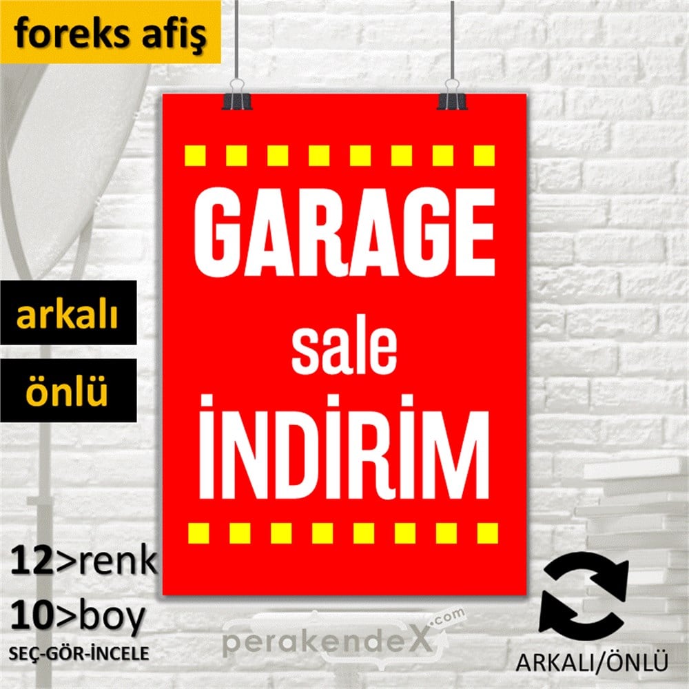 garage sale indirim SERT PLASTİK POSTER -dikdörtgen,çift yön baskı