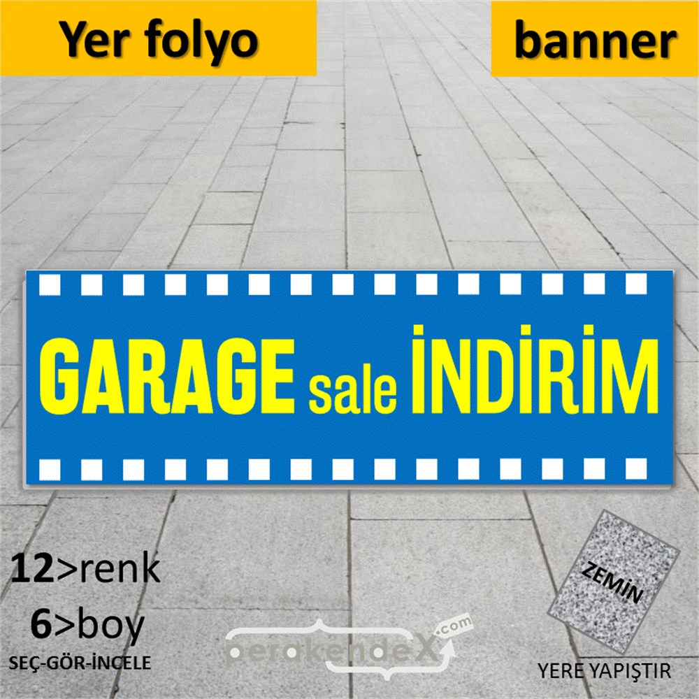 garage sale indirim YER ZEMİNE YAPIŞAN BANNER -dikdörtgen,tek yön baskı