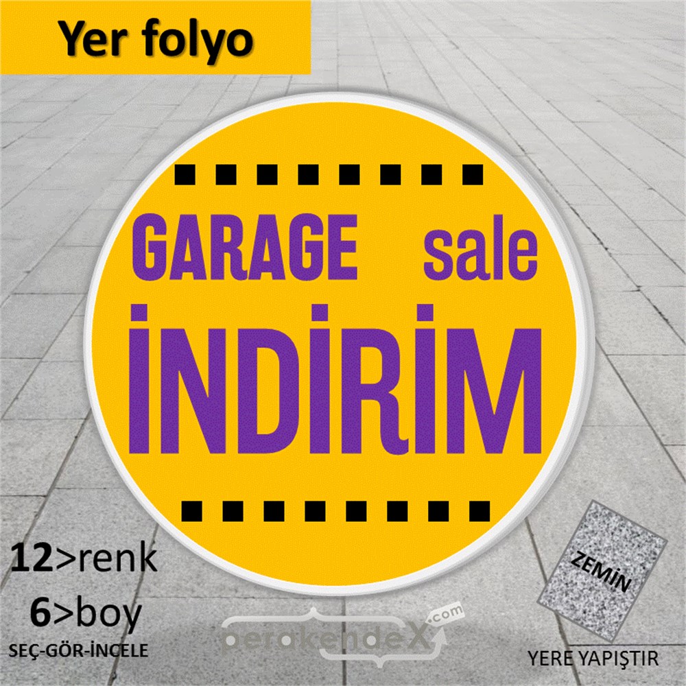 garage sale indirim YER ZEMİNE YAPIŞIR -oval,tek yön baskı