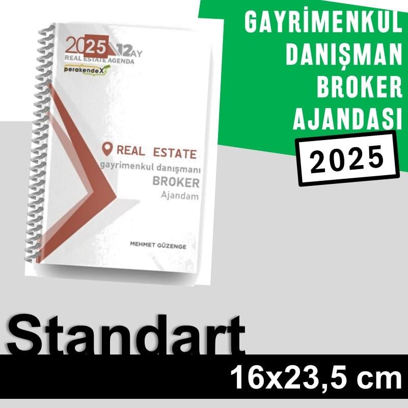 GAYRİMENKUL DANIŞMAN BROKER AJANDASI  2025 --x-Standart Boy - 12 AYLIK//MAĞAZA YÖNETİM AJANDASI