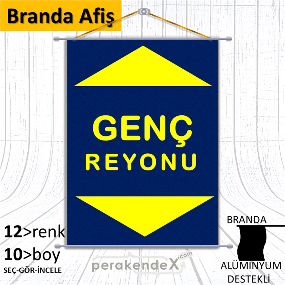 genç reyonu yönlendirme BRANDA AFİŞİ -dikdörtgen,tek yön baskı