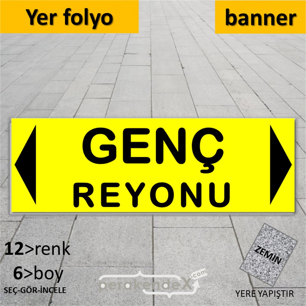 genç reyonu yönlendirme YER ZEMİNE YAPIŞAN BANNER -dikdörtgen,tek yön baskı