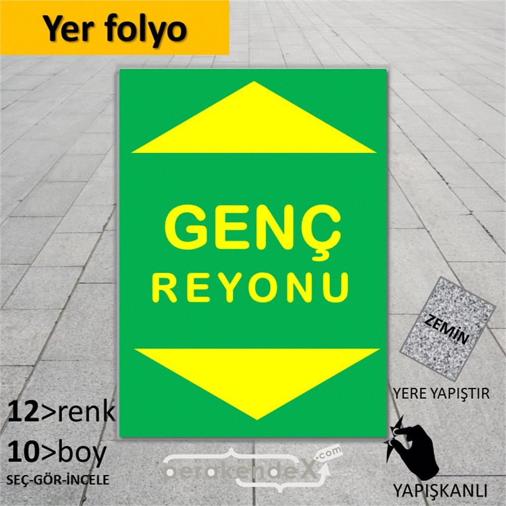 genç reyonu yönlendirme YER ZEMİNE YAPIŞIR -dikdörtgen,tek yön baskı
