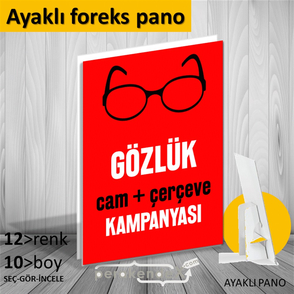 Gözlük Kampanyası Cam + Çerçeve KARTON AYAKLI POSTER,  PANO -dikdörtgen,tek yön baskı