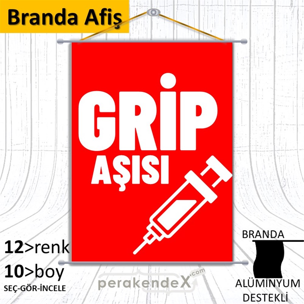 Grip Aşısı Yazısı BRANDA POSTER,  AFİŞ -dikdörtgen,tek yön baskıbranda poster,  afiş