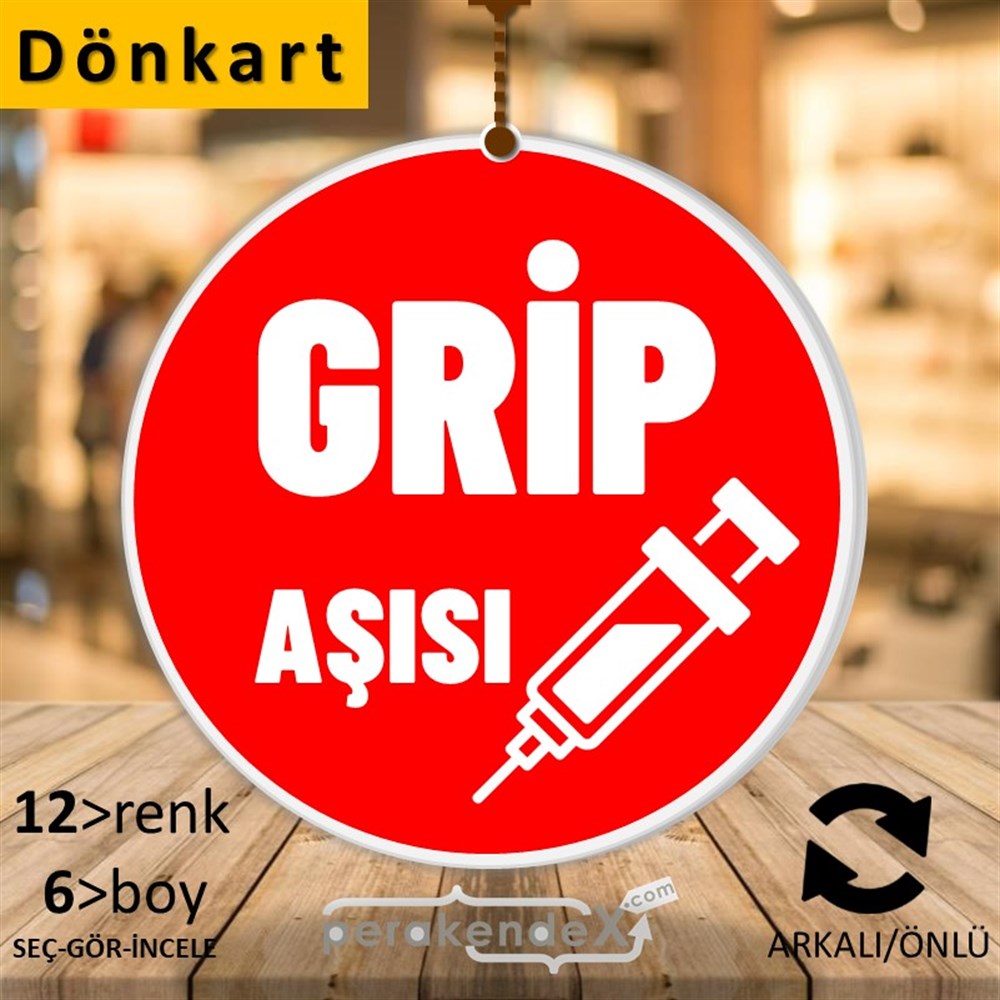 Grip Aşısı Yazısı DÖNKART -oval,çift yön baskıdön-kart