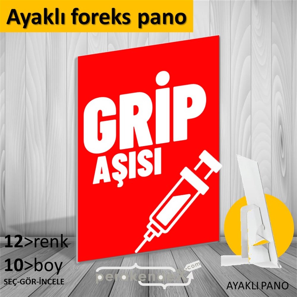 Grip Aşısı Yazısı KARTON AYAKLI POSTER,  PANO -dikdörtgen,tek yön baskıkarton ayaklı poster,  pano