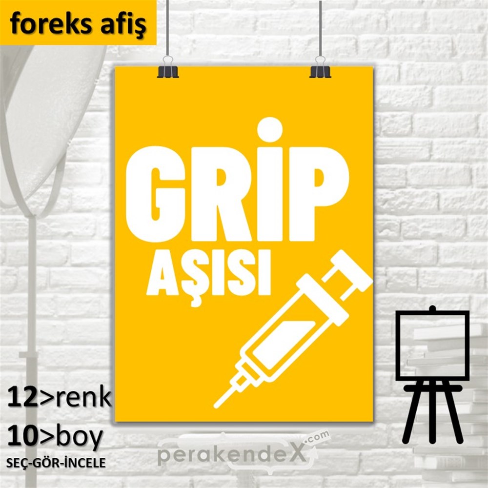 Grip Aşısı Yazısı SERT PLASTİK POSTER,  AFİŞ -dikdörtgen,tek yön baskısert plastik poster,  afiş