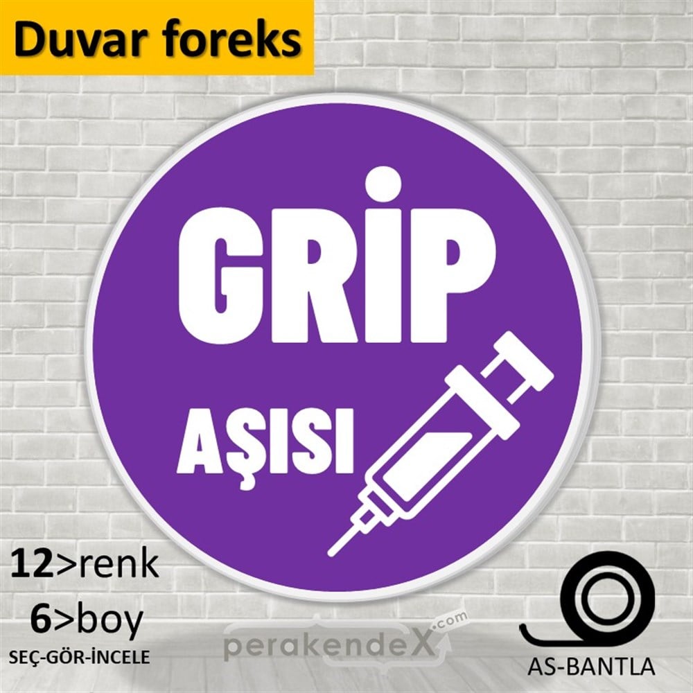 Grip Aşısı Yazısı SERT PLASTİK POSTER,  AFİŞ -oval,tek yön baskısert plastik poster,  afiş